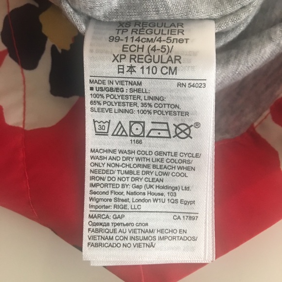 Gap kids girl red floral lined Windbreaker size XS - Picture 5 of 7